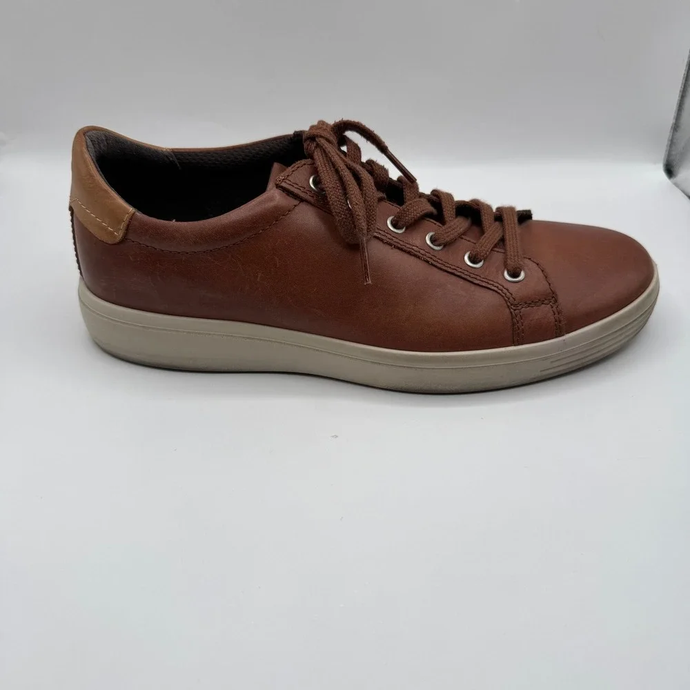 ECCO Soft 7 Sneakers Mens 43 Brown Leather Low Top Lace Up Casual Shoes